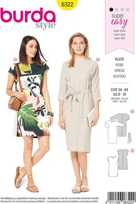 Burda 36-48 Abito da Donna Cartamodello 