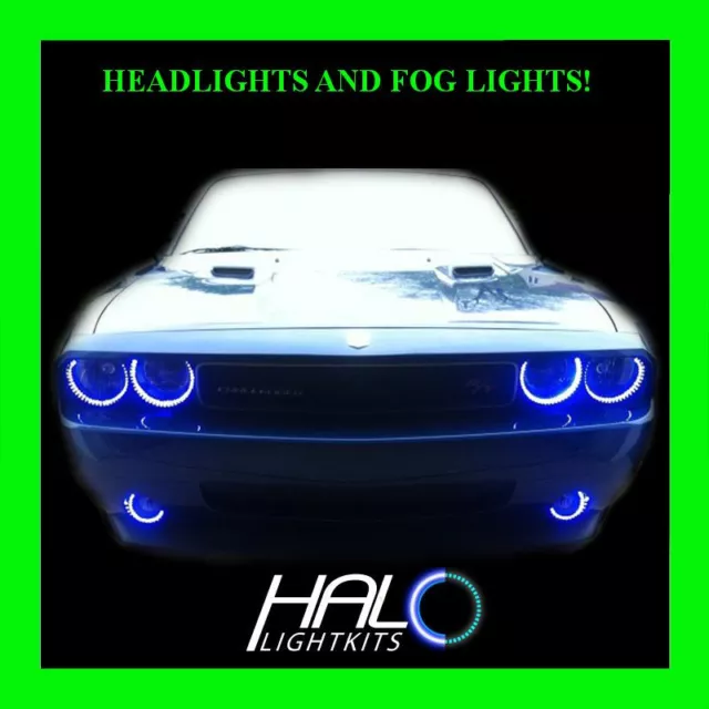2008-2014 Dodge Challenger Azul LED Halo Faro + Niebla Luz Kit Por Oracle