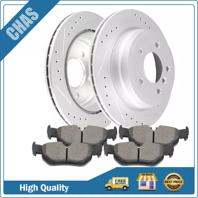 Rear Drilled And Slotted Brake Rotors Brake Pads Fits BMW 328i xDrive 328xi X1