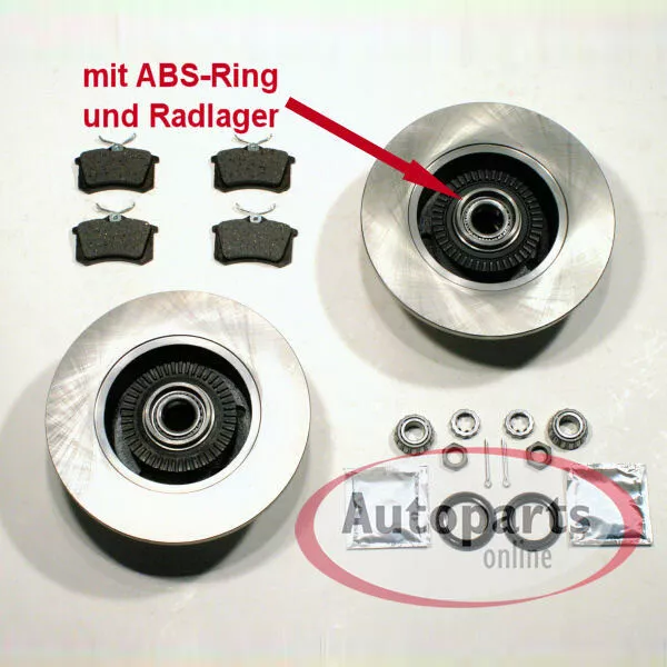 Bremsen Set Ø 245 mm ABS Ringe Radlager eingepresst hinten für Audi A4 B5