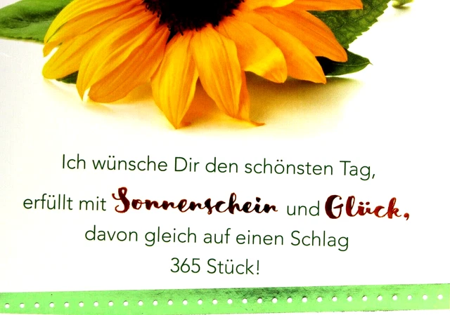 GEBURTSTAGSKARTE SONNENBLUME GEBURTSTAG Glückwunschkarte Grußkarte mit