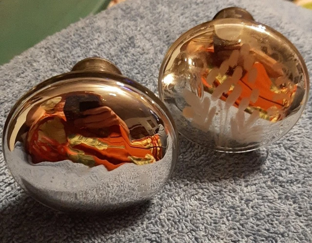 Mercury Glass Curtain Tie Back tieback pair w etched top Antique