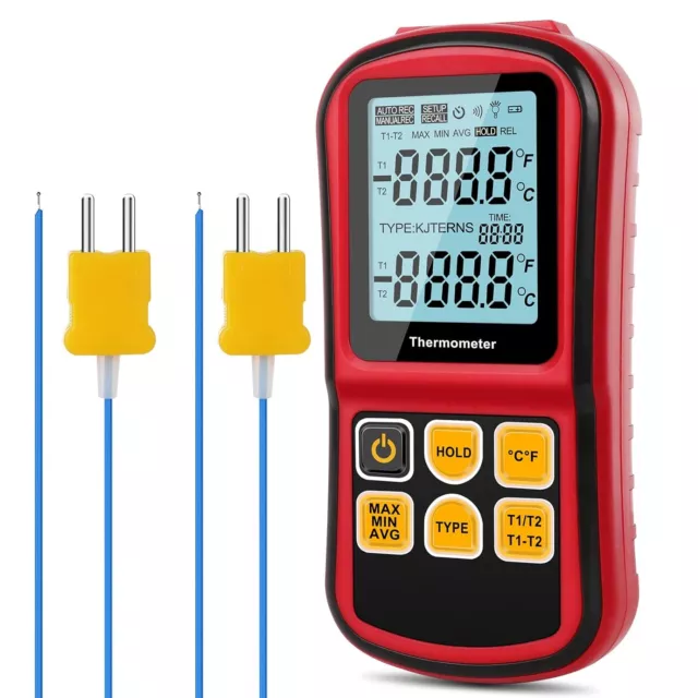 Digital Thermometer Dual Channel Temperature with Two Type Thermocouple and Good