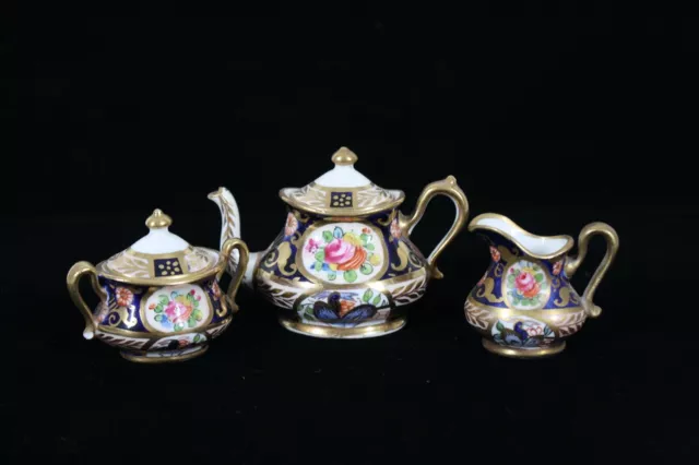 Rare! Vintage Crown Staffordshire Gorgeous Deluxe 5 Pc Mini / Miniature Tea Set