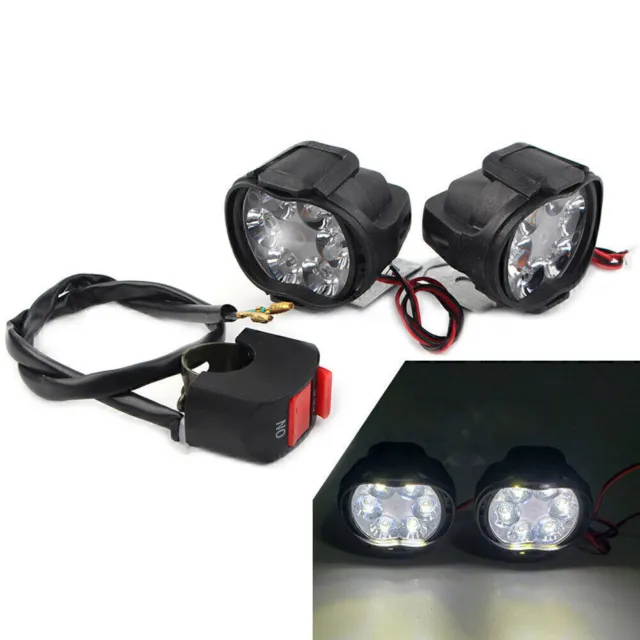 2pcs Car Motorcycle 6 LED Headlight Spot Fog Lights Head Front Lamp With Switch
