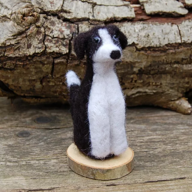 Black and White Dog handmade needle felted dog - 10 cm tall - Border Collie