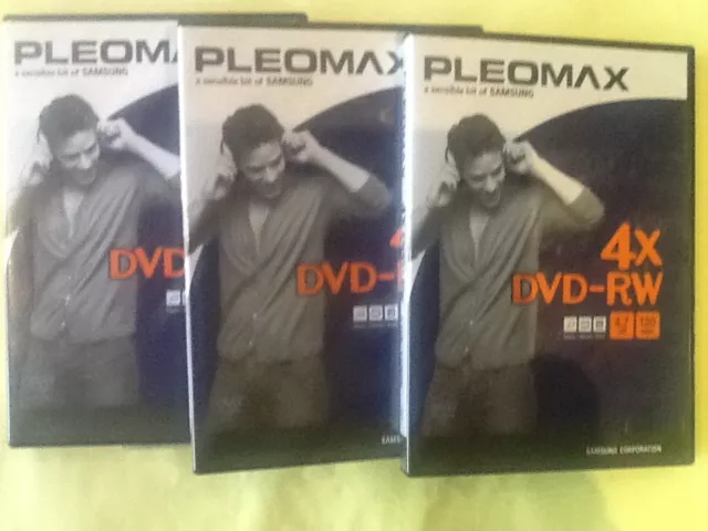 PLEOMAX/SAMSUNG-4X DVD-RW-REWRITABLE-MUSIC/MOVIE/DATA-3 PACK-120min.-4.7GB-BNWT