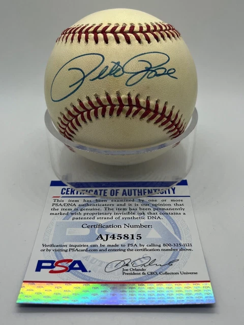 Pete Rose Reds Phillies Signed Autograph Official OMLB NL Baseball PSA DNA *15