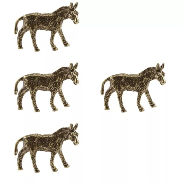 4pcs Donkey Statue Desktop Animal Statue Donkey Model Standing Donkey Toy Brass