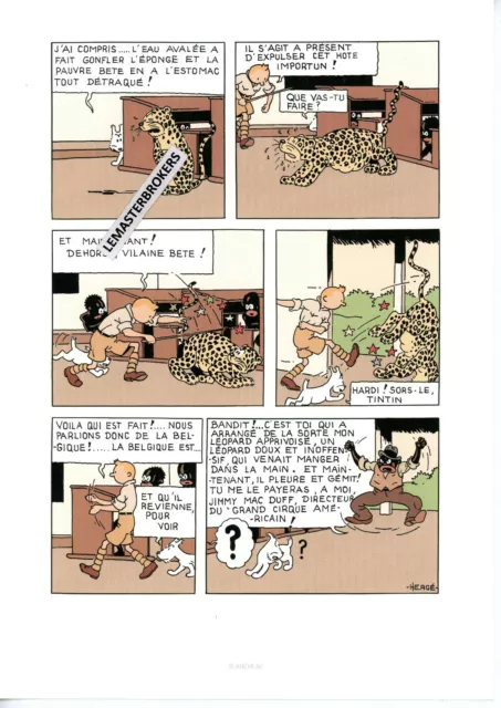 TINTIN AU CONGO Litho Planche n°66 - Edition Hergé Moulinsart 2019 Carte 24x17cm