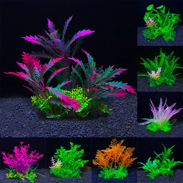 Multiple Colors of Artificial Plastic Water Grass Plants Fish Tank Aquarium Deco