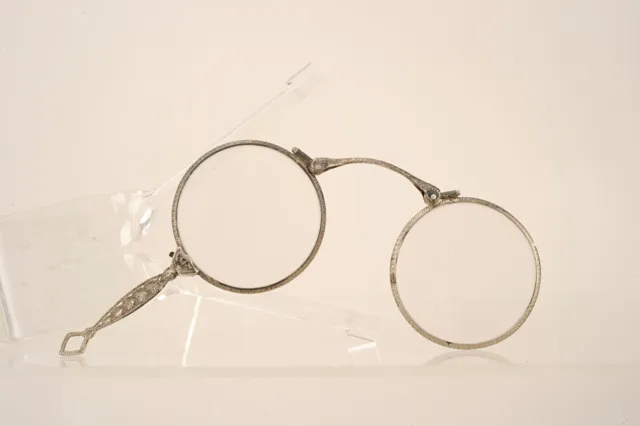 Stilbrille Lorgnette Antik Brille Klappbrille Silber, Jugendstil Longion Rarität