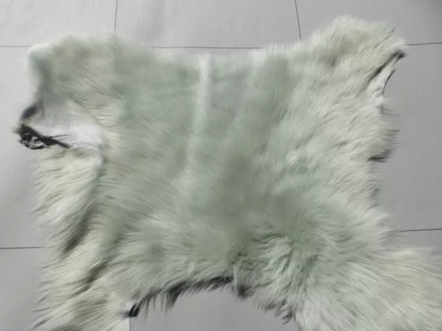 sheepskin leather hide Green Ice Long Silky Toscana Silky Hair w/Suede back