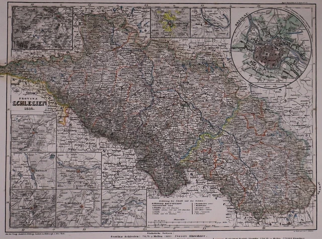 Dated 1836 Universal Atlas Map ~ SCHLESIEN / SILESIA ~ (10x12)-#1286