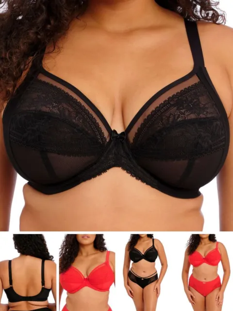 Elomi Kendra Plunge Bra Three Section Cups Semi Sheer Non Padded Bras Lingerie
