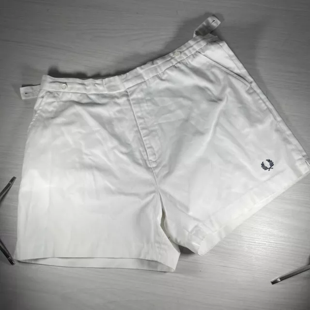 Fred Perry Tennis Shorts UK 38” White Vintage Sports Summer