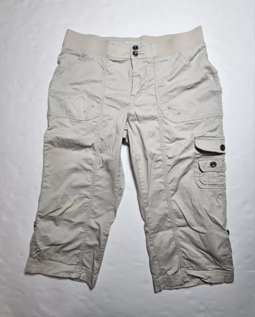 Lee Natural Fit Just Below The Waist Cargo Capri Khaki Women's Size 14 Medium