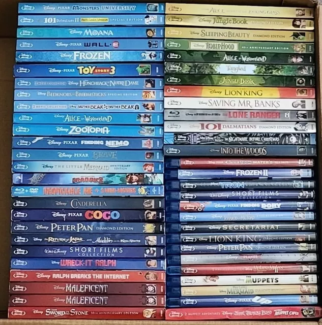 Disney Bluray Lot Collection Frozen Up Coco Brave Moana Cinderella Tron Tangled