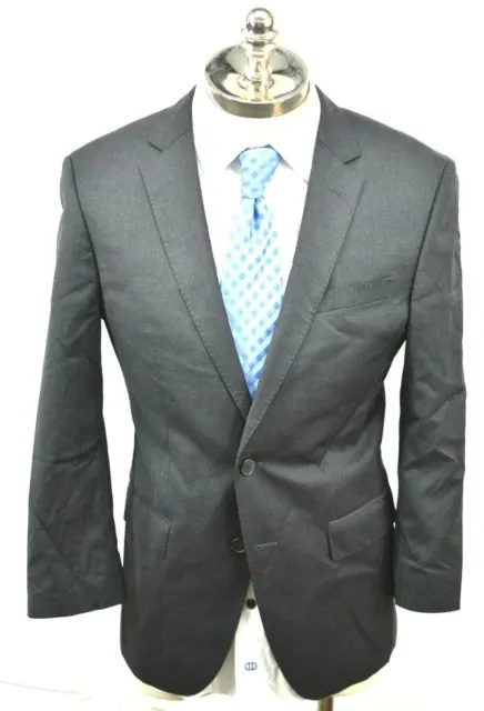 Hugo Boss Mens Dark Gray Huge/Genius Trim Fit Solid Wool Suit Jacket 38R