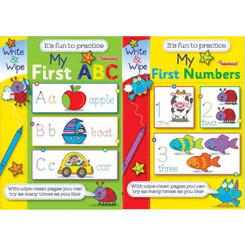 Kids Learning Books ABC Numbers Writing Reading Wipe Clean Pages Fast Shipping