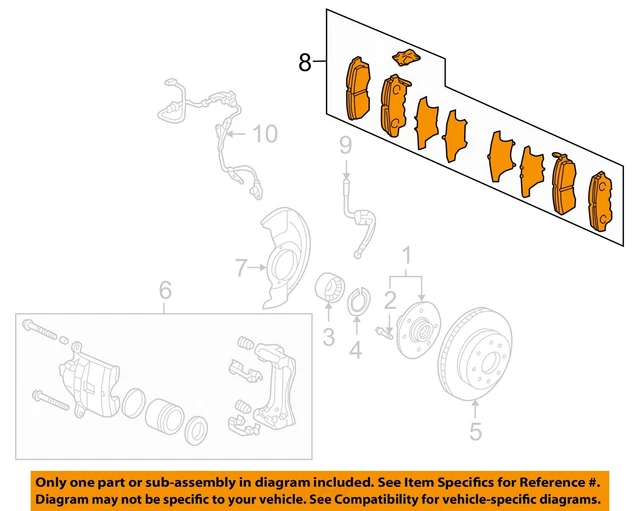 HONDA OEM 0307 Accord Front Suspension Brake ComponentsBrake Pads
