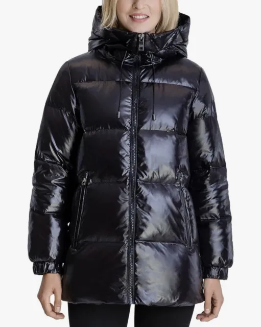Michael Michael Kors Women's Black Down Shiny Hooded Puffer Coat