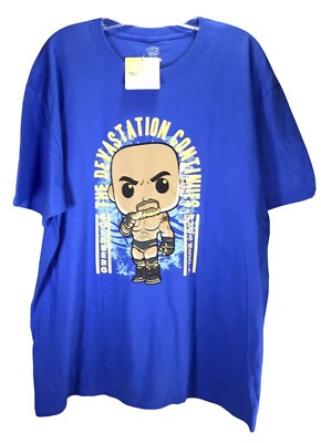 Funko Pop Tee Goldberg The Devastation Continues WWE T-Shirt Blue Size Large NEW