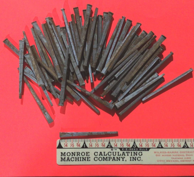 “BEST DEALS ON E-BAY” 70 VINTAGE NOS RUSTY 2 1/4” SQUARE CUT NAILS 3/16”x 1/8”