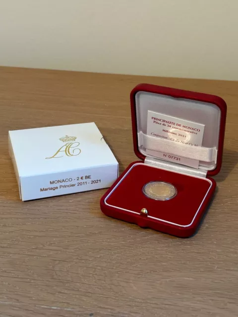 Coffret - Monaco 2 Euro 2021 BE - 10 ans Mariage Princier - Belle Epreuve