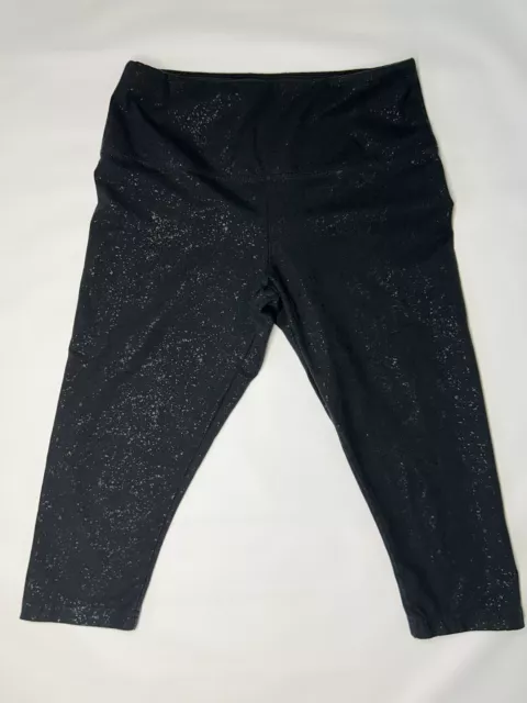 Lysse Leggings Black Speckled Women's Size Large Pull On Cotton Elastic Stretch