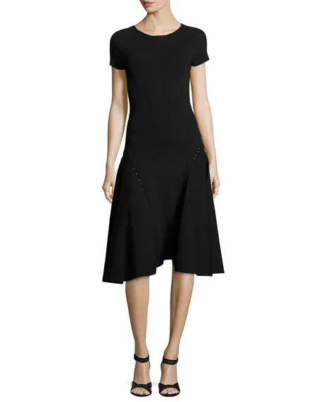 $2400 Zac Posen Women's Black Fit And Flare Embellished knit Dress Size S