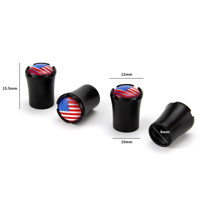 4pcs Car Wheel Tire Valve Dust Stem Air Caps Flag Emblem Alloy Metal-4 Colors