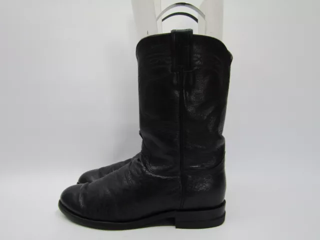 JUSTIN MENS 8 D Black Leather Ostrich Roper Cowboy Western Boots £124. ...