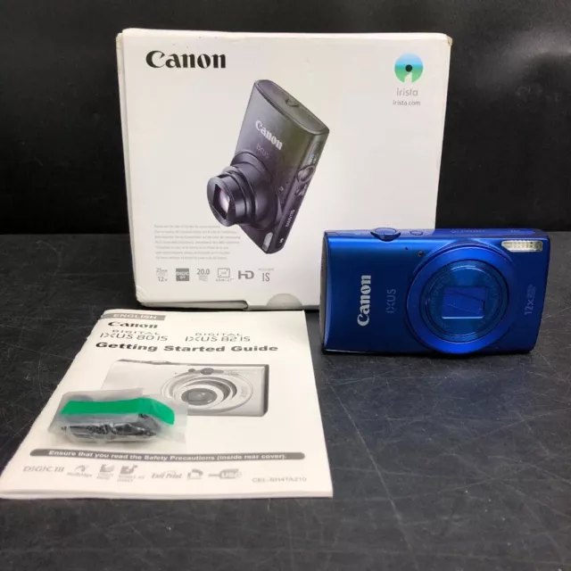 Canon Ixus 170 Digital Camera Blue Boxed Neck Strap Manual Photography -CP