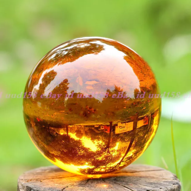 Amber Asian Rare Natural Quartz Magic Crystal Healing Ball Sphere 60mm + Stand 3