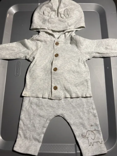 Carters 2pc Matching Baby Boy Girl Infant Set Button Up Hoodie Pants Elephant