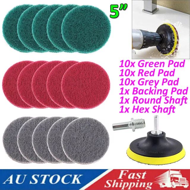 33X 5" Drill Brush Power Scrubber Scouring Scrub Pad Bathroom Tile Cleaning Kit