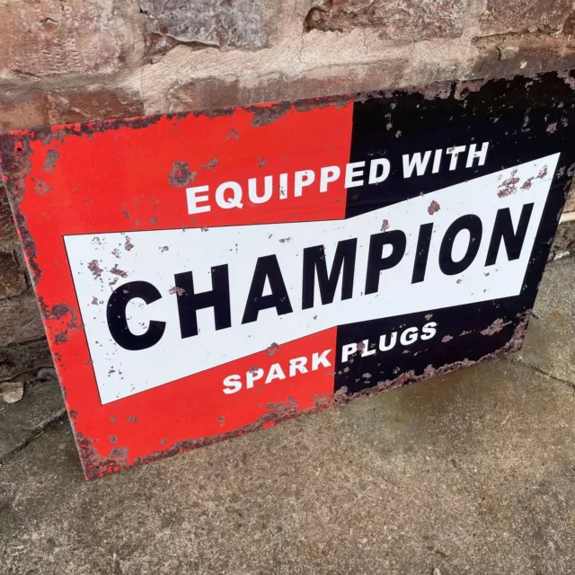 Champion spark plugs garage metal sign plaque