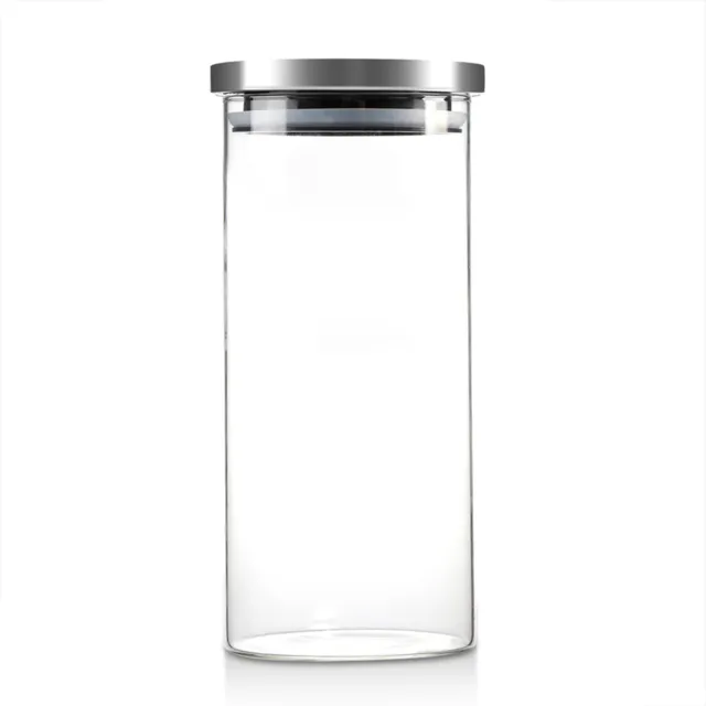 1000ml Glass Storage Jar Coffee Beans Kitchen Food Container Stainless Steel