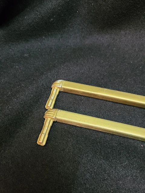 Antique Vintage Lot of 2 Swing Arm CURTAIN Rods- Shabby Gold Wings Plastic Metal 4