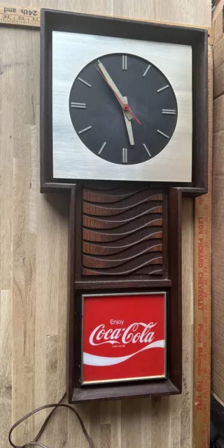 Vintage Mid Century Coca Cola Electric Motion Clock Benco 22”x14”