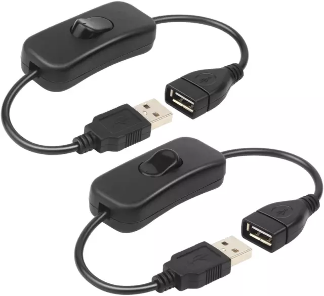 Electop 2 Pack Male To Female Usb Cable With On/Off Switch, Usb Extension Inline