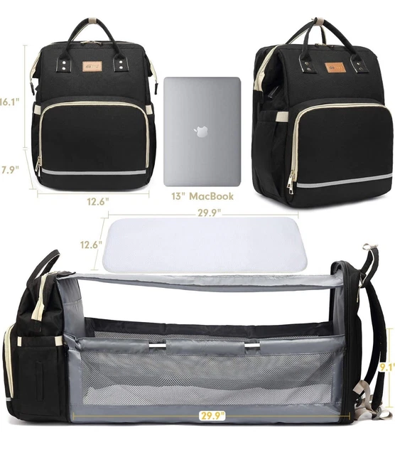 Great Deal  Baby Diaper Bag Backpack with Bassinet Changing Station black 5