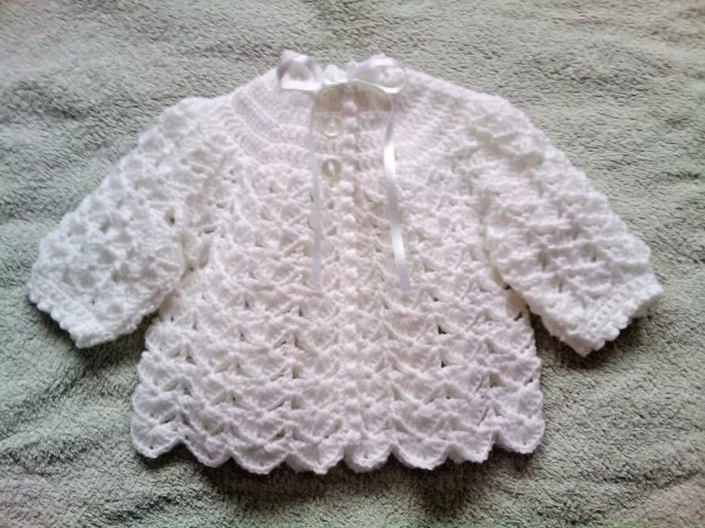 Handmade Hand Crocheted Unisex Baby 4ply Matinee Coat/Jacket/Cardigan