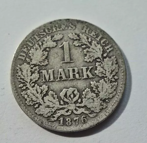 TOP * 1 Mark 1876 H in SEHR SCHÖN Kaiserreich 900er Silber selten !