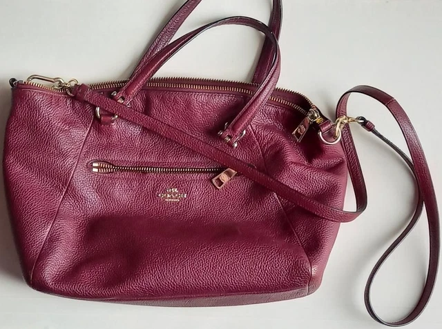 COACH PRAIRIE PEBBLE Leather Satchel Crossbody Bag Handbag Navy 105.95 PicClick UK