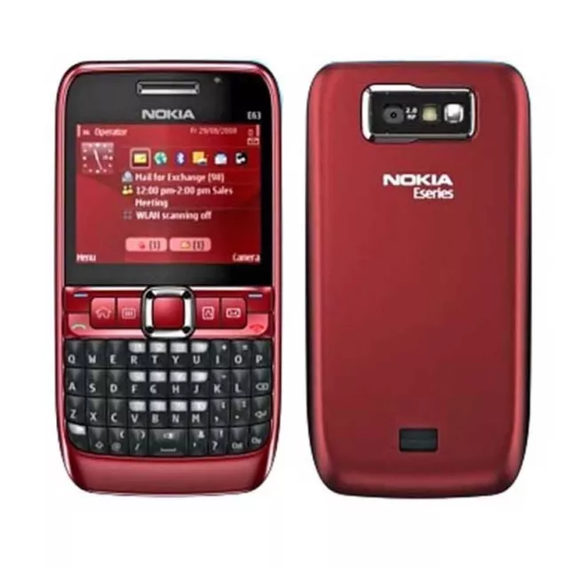 Unlocked Original Nokia E63 QWERTY Keypad WIFI Refurbished  Red 3G Mobile Phone