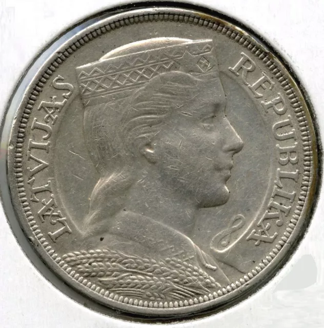 1932 Latvia Silver Coin - 5 Lati - E612