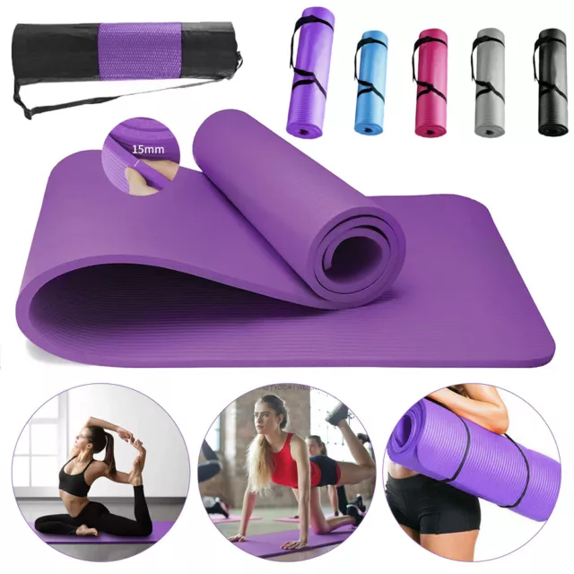 Yoga Mat Non Slip For Pilates Gym Exercise Fitness Eco Friendly Foam Bag & Strap
