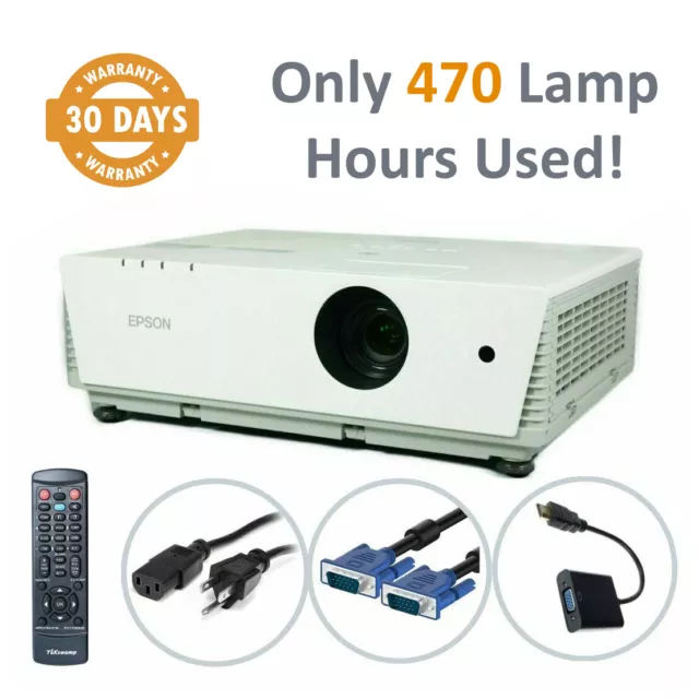 Epson PowerLite 6100i 3LCD Projector 3500 ANSI Only 470 Lamp Hours Used bundle